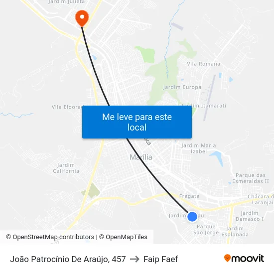 João Patrocínio De Araújo, 457 to Faip Faef map