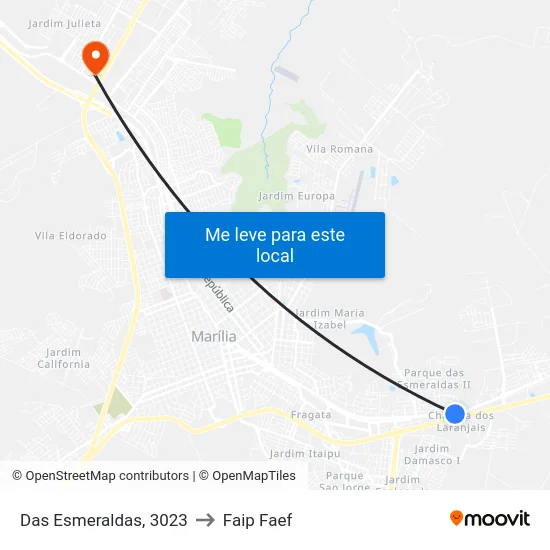 Das Esmeraldas, 3023 to Faip Faef map