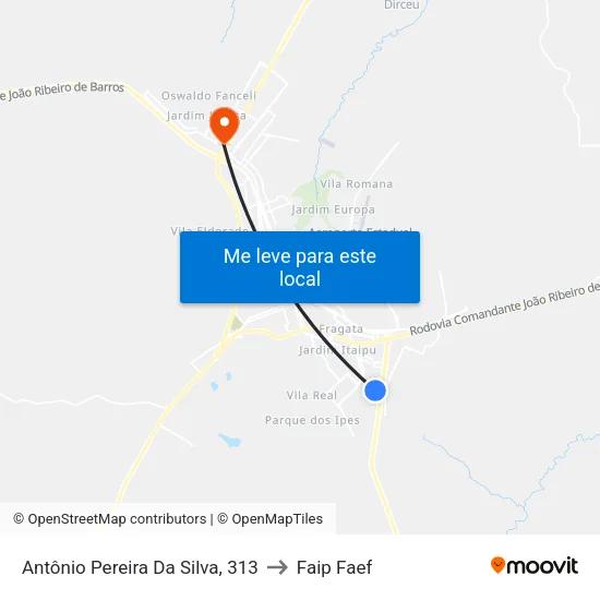Antônio Pereira Da Silva, 313 to Faip Faef map