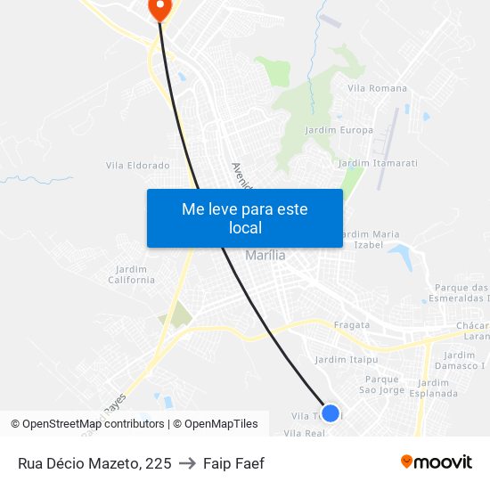 Rua Décio Mazeto, 225 to Faip Faef map