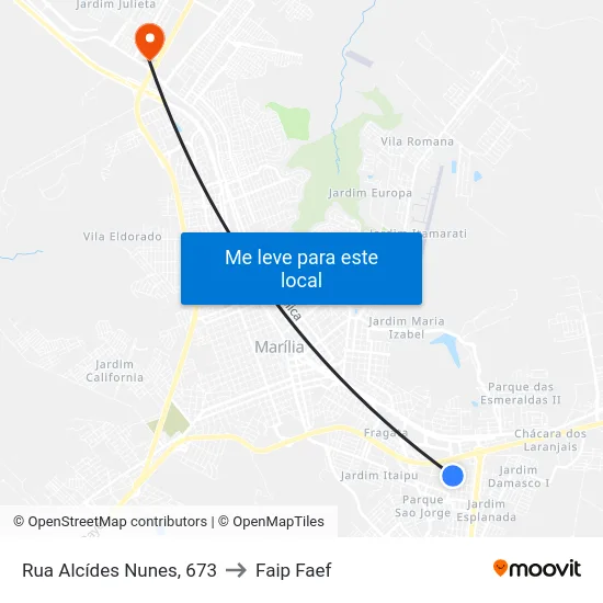 Rua Alcídes Nunes, 673 to Faip Faef map