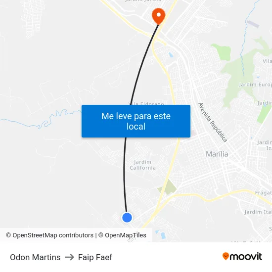 Odon Martins to Faip Faef map