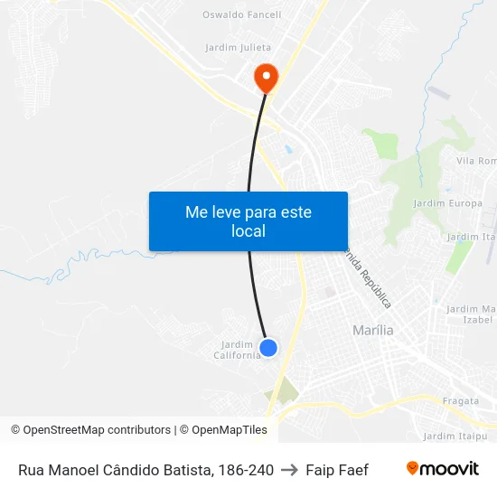 Rua Manoel Cândido Batista, 186-240 to Faip Faef map