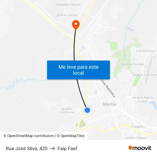 Rua José Silva, 420 to Faip Faef map