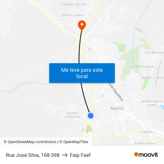 Rua José Silva, 168-398 to Faip Faef map