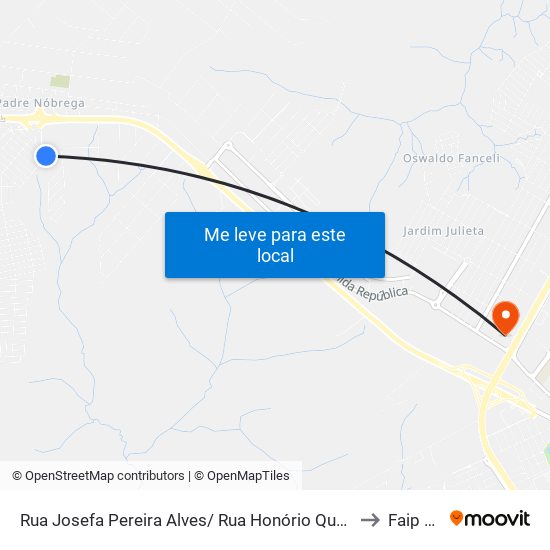 Rua Josefa Pereira Alves/ Rua Honório Queiros Coutinho to Faip Faef map