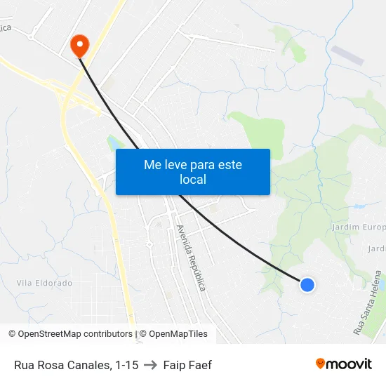 Rua Rosa Canales, 1-15 to Faip Faef map