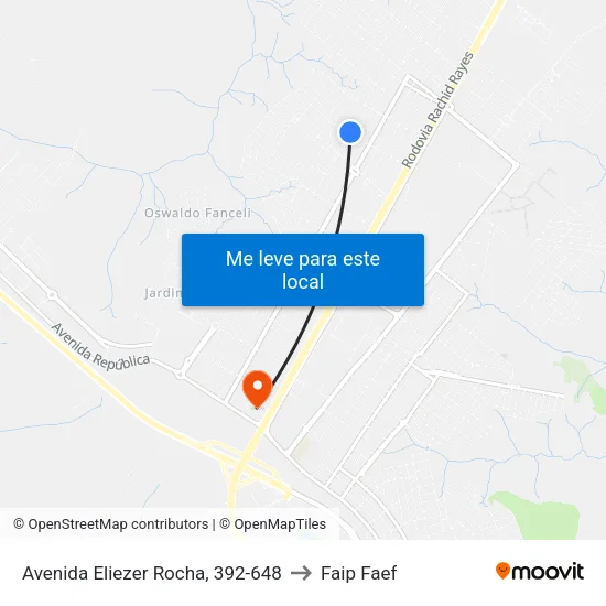 Avenida Eliezer Rocha, 392-648 to Faip Faef map
