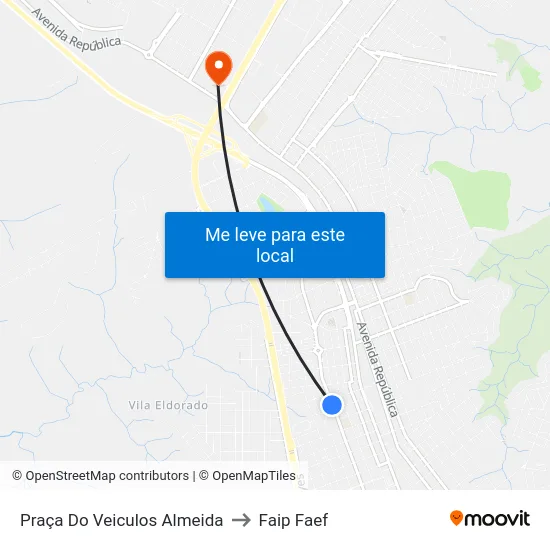 Praça Do Veiculos Almeida to Faip Faef map