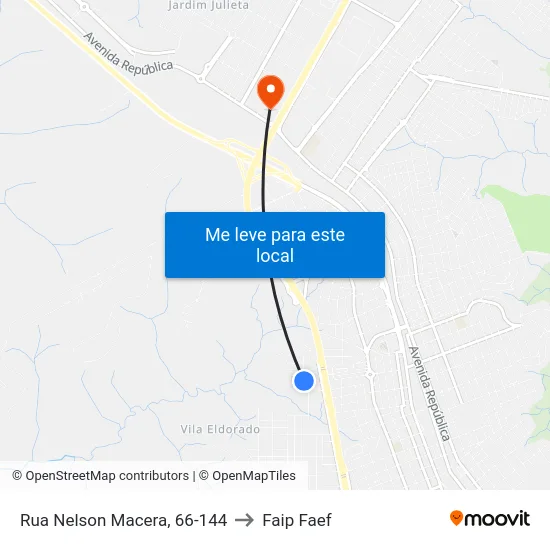 Rua Nelson Macera, 66-144 to Faip Faef map