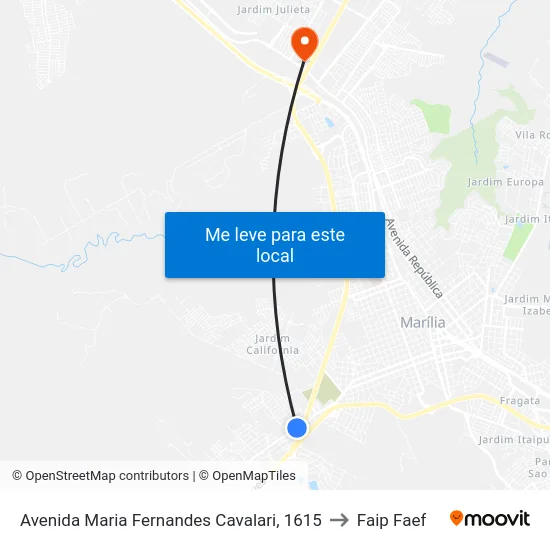 Avenida Maria Fernandes Cavalari, 1615 to Faip Faef map