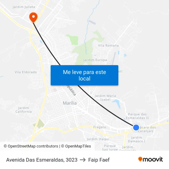 Avenida Das Esmeraldas, 3023 to Faip Faef map