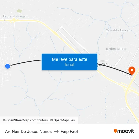 Av. Nair De Jesus Nunes to Faip Faef map