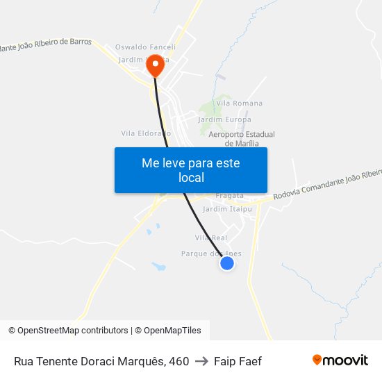 Rua Tenente Doraci Marquês, 460 to Faip Faef map