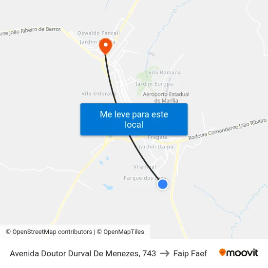 Avenida Doutor Durval De Menezes, 743 to Faip Faef map