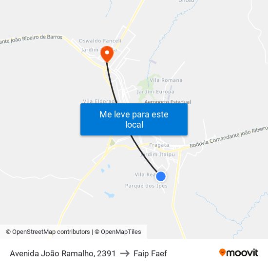 Avenida João Ramalho, 2391 to Faip Faef map