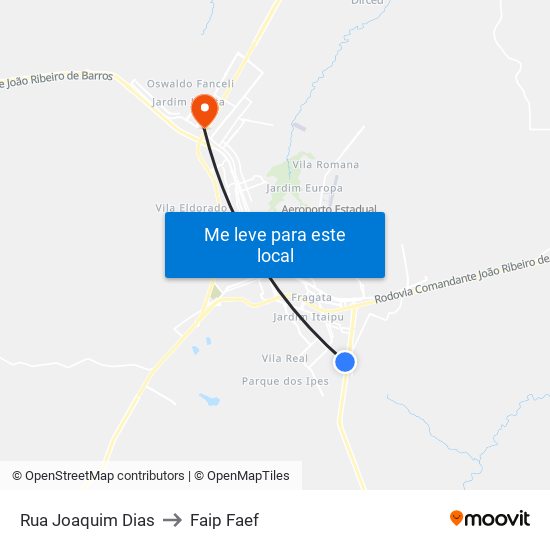 Rua Joaquim Dias to Faip Faef map