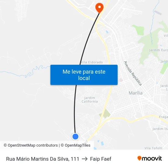 Rua Mário Martins Da Silva, 111 to Faip Faef map