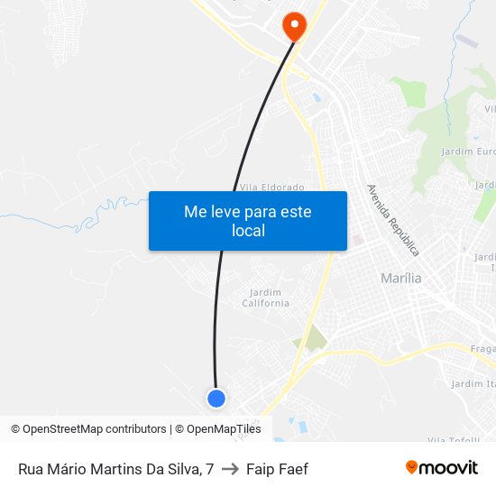 Rua Mário Martins Da Silva, 7 to Faip Faef map