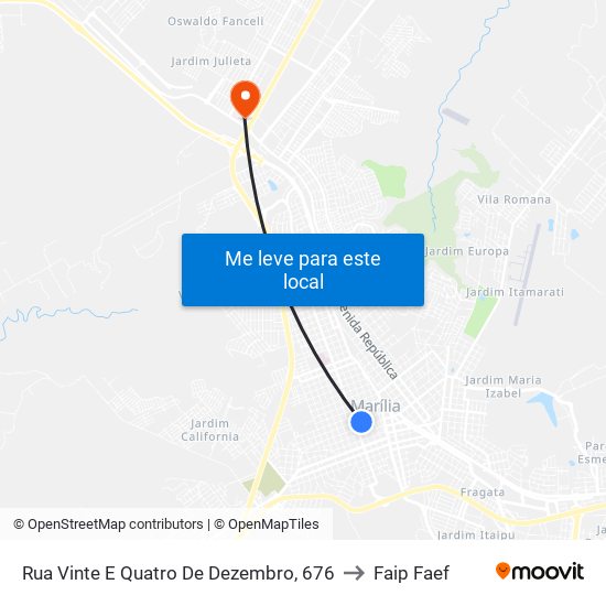 Rua Vinte E Quatro De Dezembro, 676 to Faip Faef map