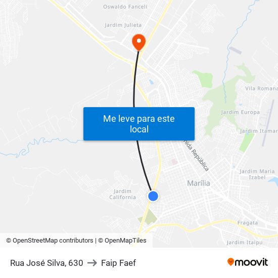 Rua José Silva, 630 to Faip Faef map