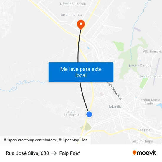 Rua José Silva, 630 to Faip Faef map