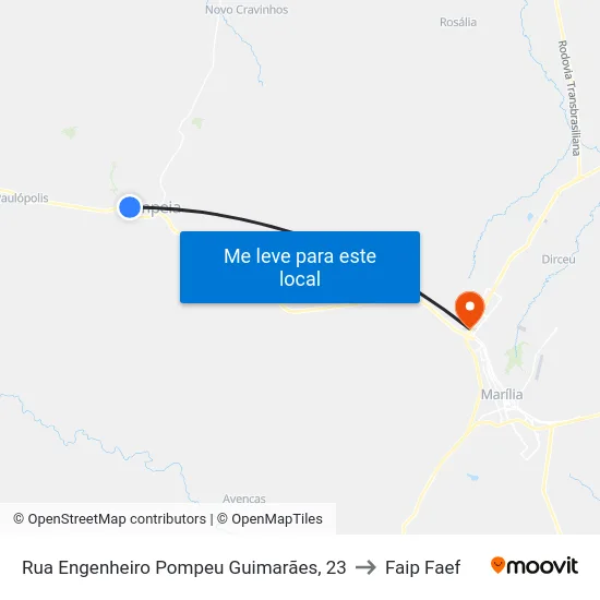 Rua Engenheiro Pompeu Guimarães, 23 to Faip Faef map