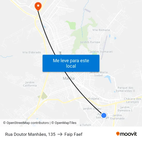 Rua Doutor Manhães, 135 to Faip Faef map