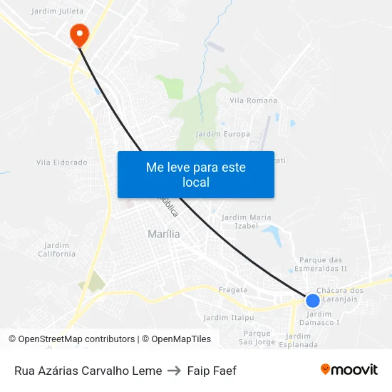 Rua Azárias Carvalho Leme to Faip Faef map