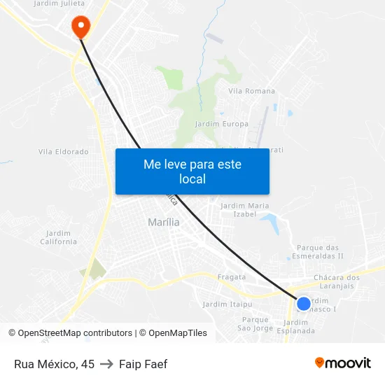 Rua México, 45 to Faip Faef map