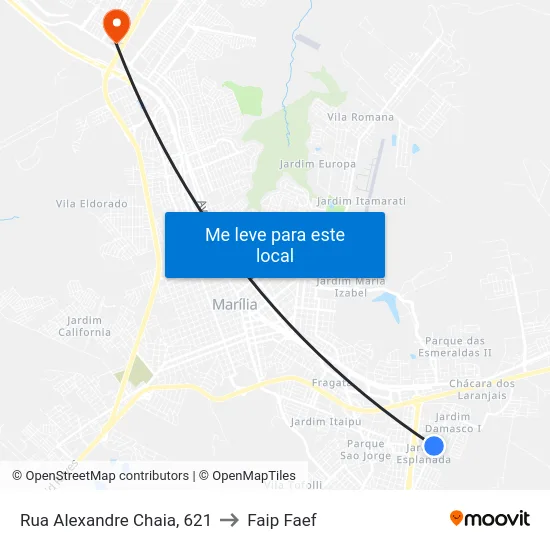 Rua Alexandre Chaia, 621 to Faip Faef map