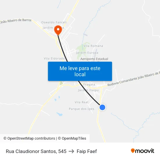 Rua Claudionor Santos, 545 to Faip Faef map