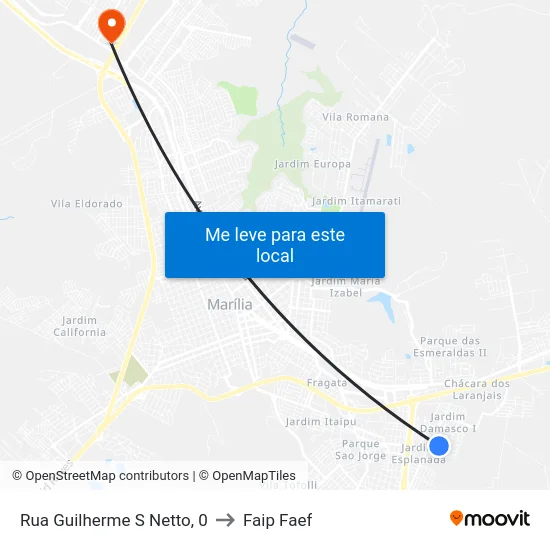 Rua Guilherme S Netto, 0 to Faip Faef map