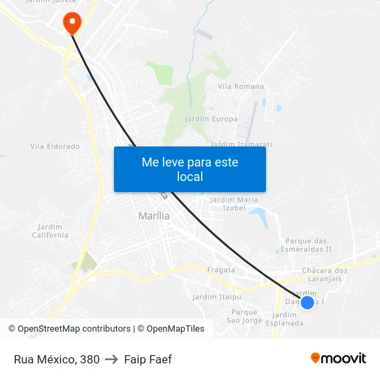 Rua México, 380 to Faip Faef map