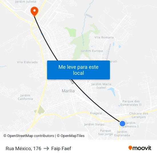 Rua México, 176 to Faip Faef map