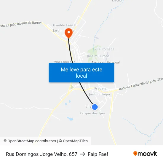 Rua Domingos Jorge Velho, 657 to Faip Faef map