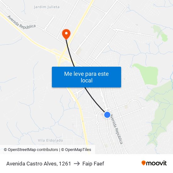 Avenida Castro Alves, 1261 to Faip Faef map