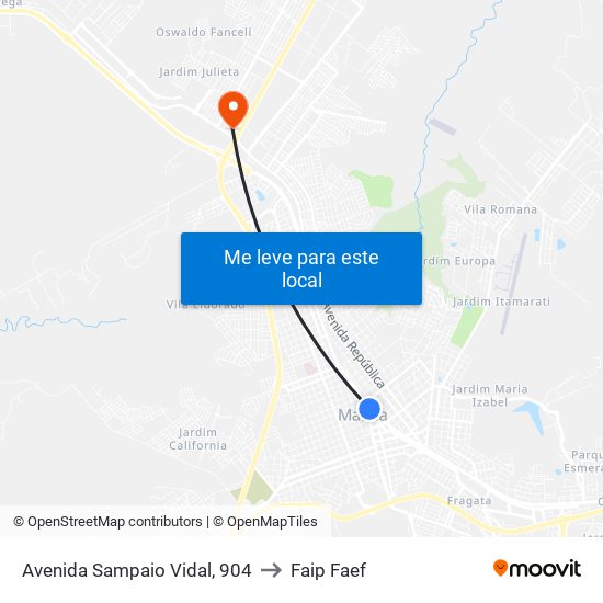 Avenida Sampaio Vidal, 904 to Faip Faef map