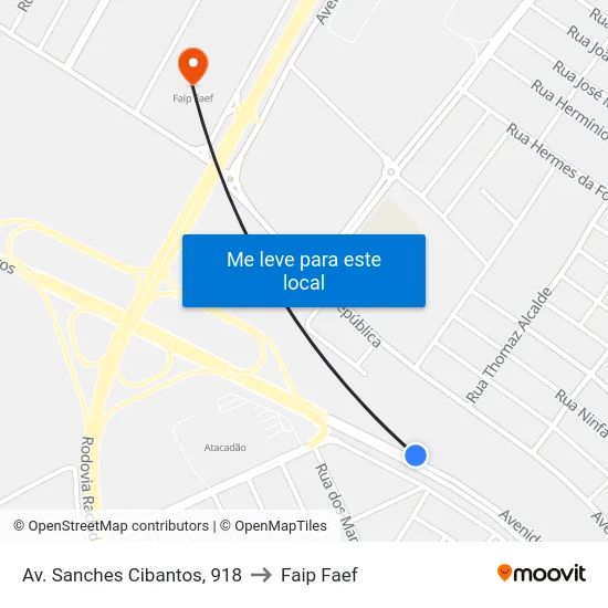 Av. Sanches Cibantos, 918 to Faip Faef map