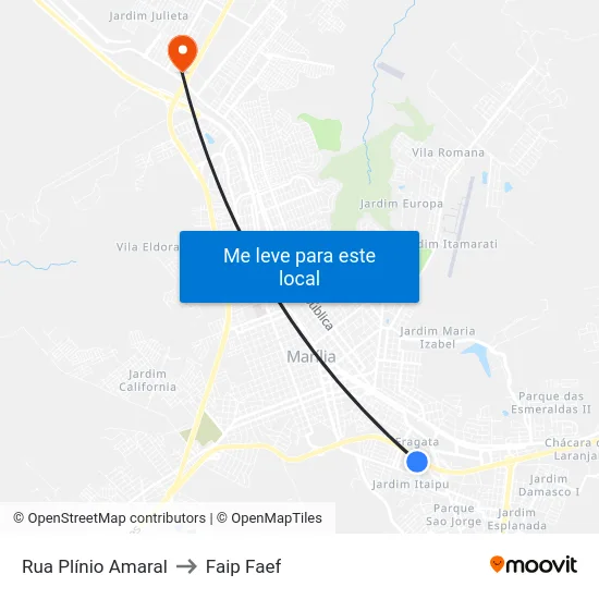 Rua Plínio Amaral to Faip Faef map