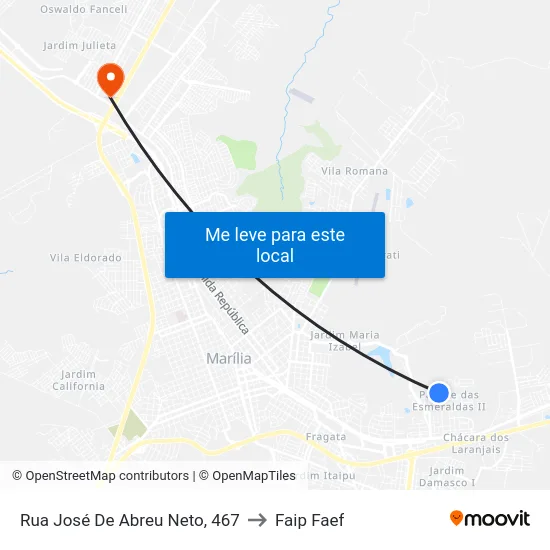 Rua José De Abreu Neto, 467 to Faip Faef map