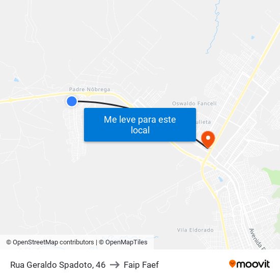 Rua Geraldo Spadoto, 46 to Faip Faef map