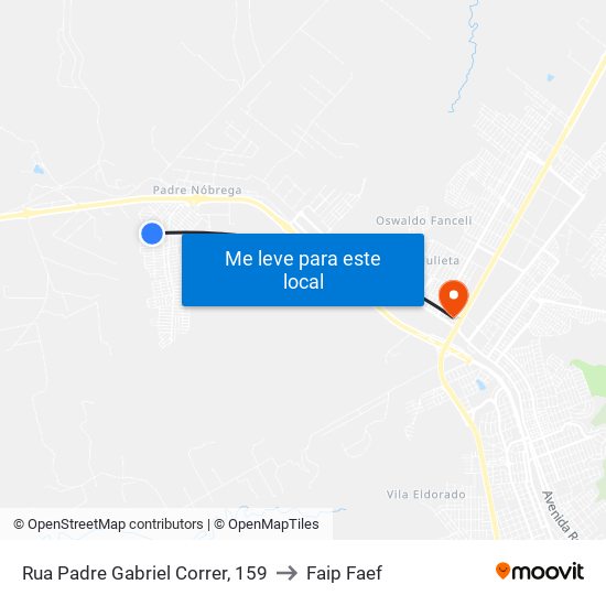 Rua Padre Gabriel Correr, 159 to Faip Faef map