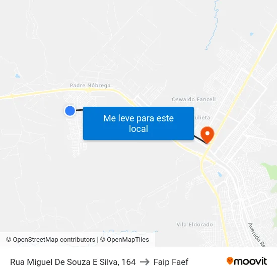 Rua Miguel De Souza E Silva, 164 to Faip Faef map