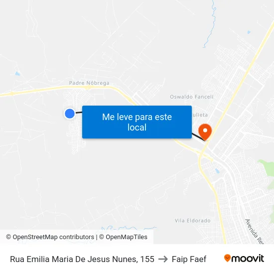 Rua Emilia Maria De Jesus Nunes, 155 to Faip Faef map