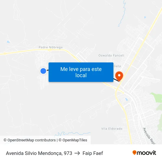 Avenida Silvio Mendonça, 973 to Faip Faef map