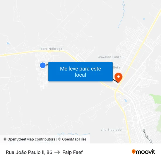 Rua João Paulo Ii, 86 to Faip Faef map