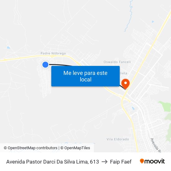 Avenida Pastor Darci Da Silva Lima, 613 to Faip Faef map