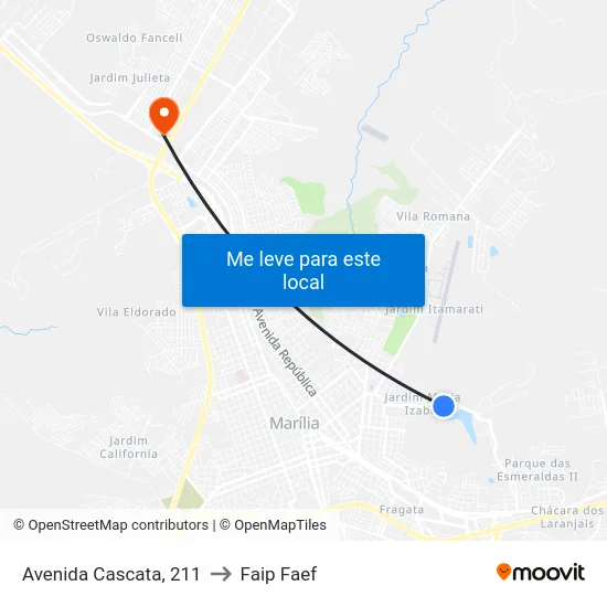 Avenida Cascata, 211 to Faip Faef map