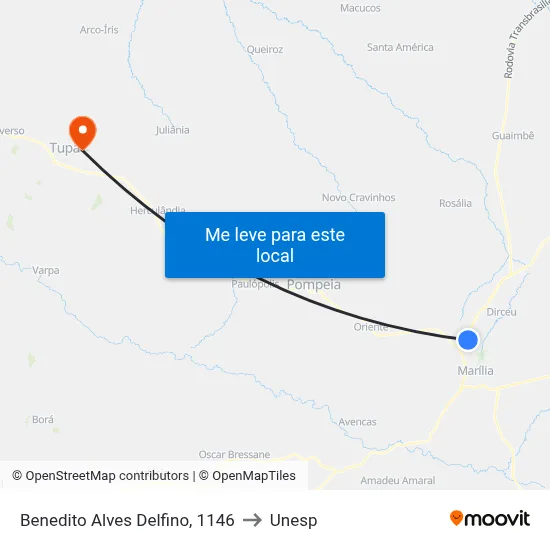 Benedito Alves Delfino, 1146 to Unesp map